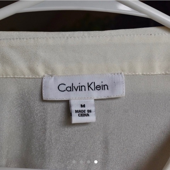 Calvin Klein White Blouse w/ Leopard Trim - Picture 4 of 4
